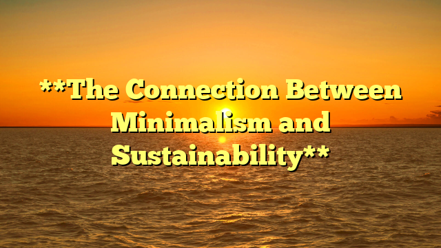 **The Connection Between Minimalism and Sustainability**